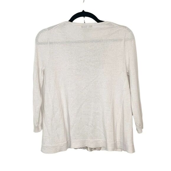 J. CREW Womens S Beige Embroidered Sweater Merino Wool Side Flare Loose Fit - Picture 4 of 9